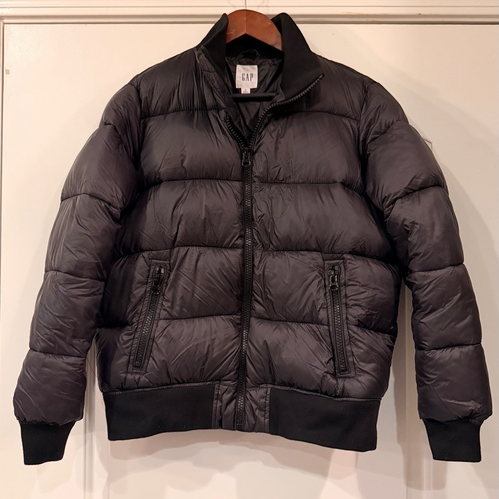 GAP M Women’s Black Zipper Puffer Jacket Coat
